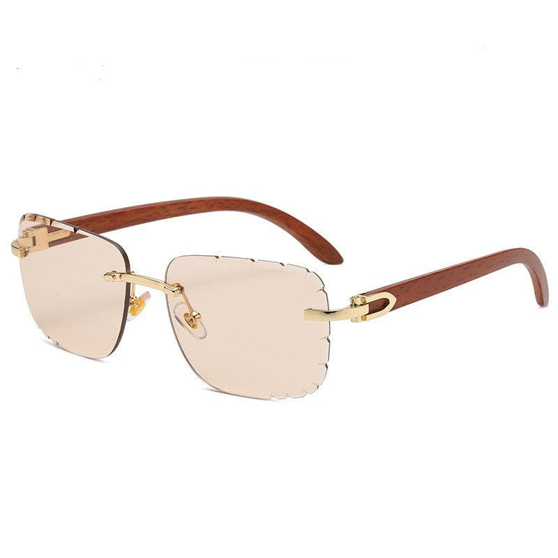 Women&#39;s Wooden Rimless Sunglasses
