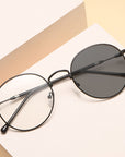 Round Metal Anti-Blue Light Photochromic Glasses