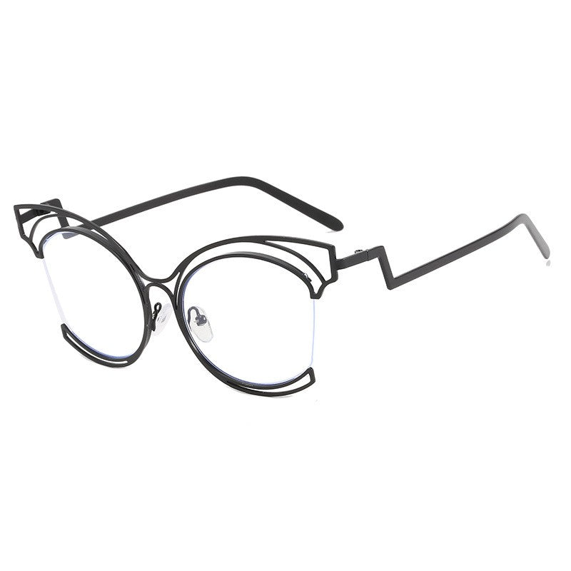 Folding Curved Legs Cat&#39;s Eye Skeleton Optical Glasses