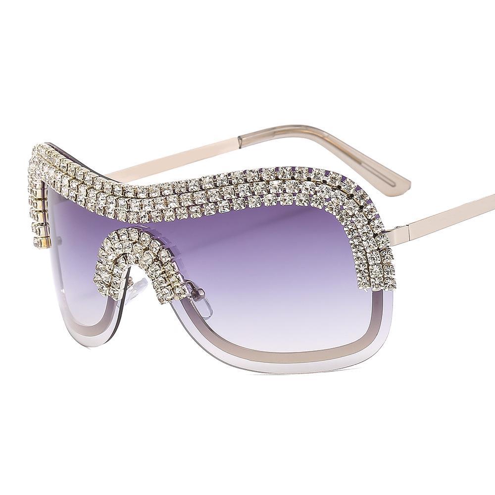 Metal Diamond-Studded Sunglasses