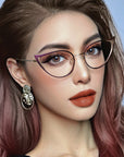 Metal Hollowed Out Cat Eye Anti Blue Light Glasses